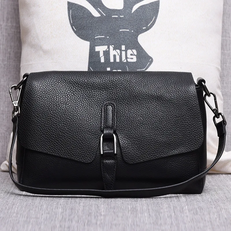 

2019 Head Layer Cowhide Genuine Leather Single Shoulder Messenger Portable Soft Leather Middle Bag