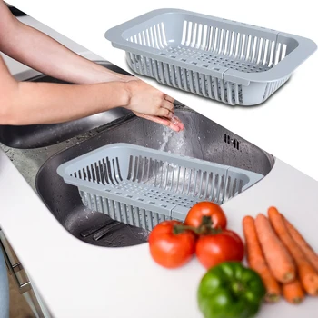 

Practical Fruit Container Plastic Storage Basket Food Vegetable Washing Organizer Drain Storage Basket Kitchen Tool