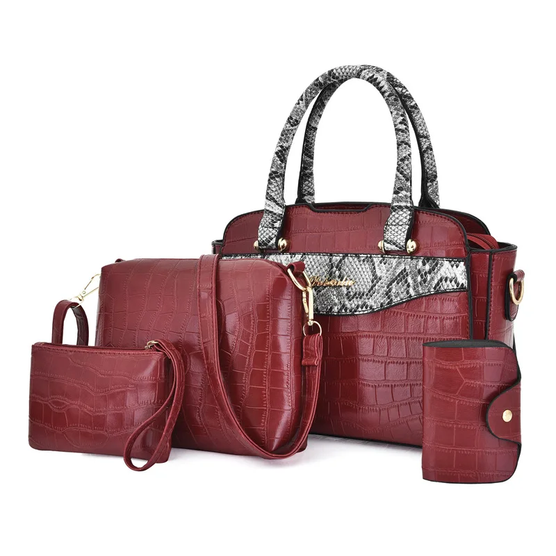 

WOMEN'S Bag Different Size Bags Three-piece Set 2019 Winter Shoulder Bag Europe And America-Style Printed Handbag Shoulder Large
