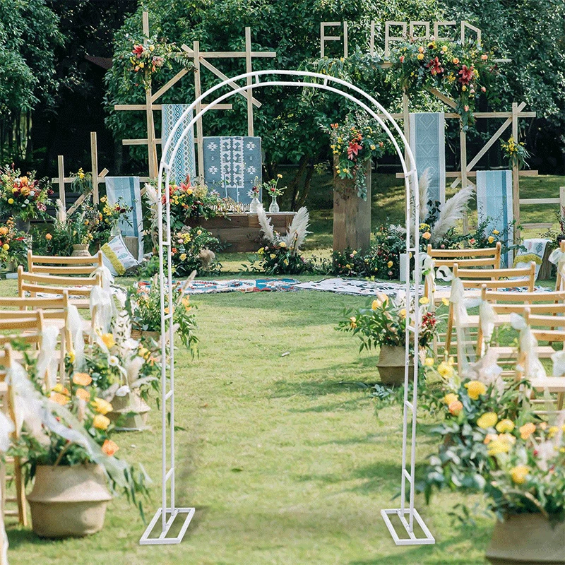 White Wedding Arch Metal Trellis Stand Garden Arbor for Climbing Plant Growing Lawn Backyard Birthday Party Background Decor
