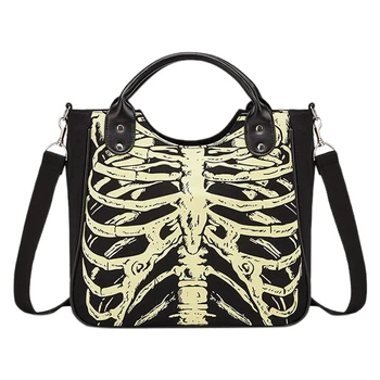 

Halloween Skull Luminous Women's Handbag Fashion PU Leather Punk Style Men's Shoulder Messenger Bag Casual Handbag