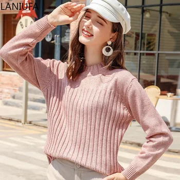 

new Autumn Women Loose Winter Sweater Women Female knitting O-Neck Solid Color Long Sleeve Slim Sweater Tops Women Sweaters P199