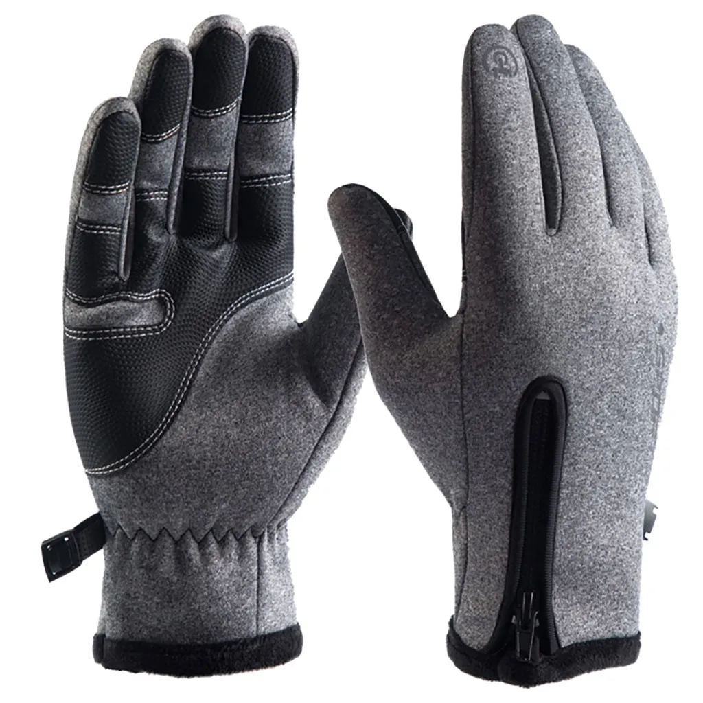 Модные женские зимние теплые бархатные перчатки унисекс с сенсорным экраном для мужчин с использованием Phonse для езды на велосипеде и бега, Черные Серые перчатки 19Oct19 - Цвет: GL
