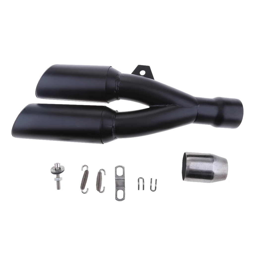 36-51mm Black Double Dual Outlet Exhaust Muffler Pipe GP Motorcycle Silencer