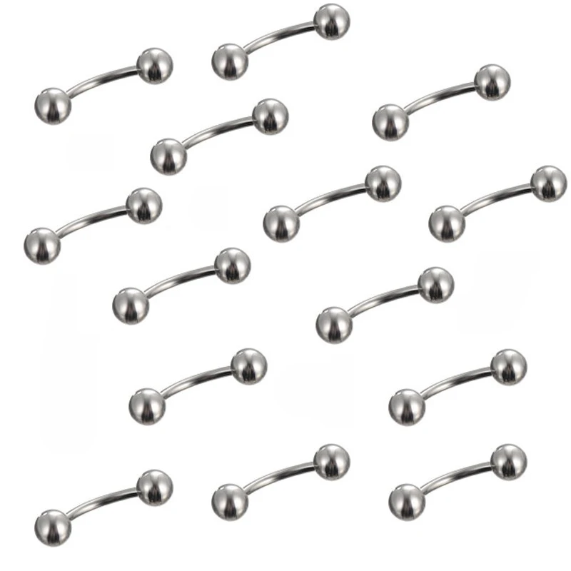 10PCS Кольцо для пирсинга бровей 10 шт. сталь Изогнутая штанга шарик банан ухо Титан анодированный ювелирные изделия для тела ниппель бар хирургический пупок живота - Окраска металла: 10PCS