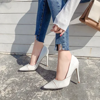 

Spring Autumm Sexy Slip-On Super High Basic Pumps For Women Thin Heels Shallow Pointed Toe Ladies Pumps CasualSingle Shoes