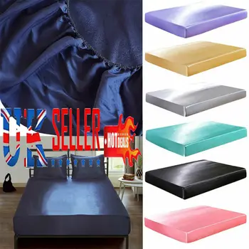 

FAROOT Extra Deep Fitted Sheet Waterproof Solid Bed Sheets Mattress Cover Protector Solid Color Satin Bedpreads Coverlets