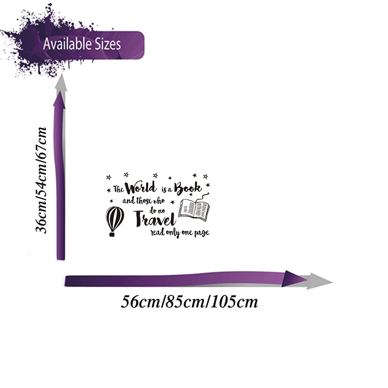 Large Reading Book Travel World Wall Sticker Classroom Education Bookshelves Inspirational Quote Wall Decal Office Vinyl Decor (1)