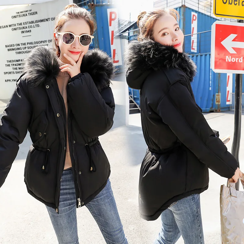 

2018 Winter New Style Korean-style Ultra Large Fur Collar down Feather Cotton Overcoat Women's