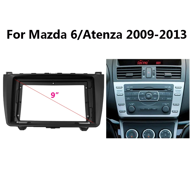 

9-дюймовый автомобильный радиоприемник, комплект обшивки для Mazda 6 Atenza 2009-2013, 2 Din, аудио адаптер, установка панели Facia In-dash