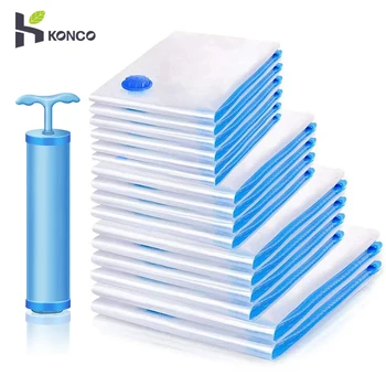 Vacuum Bag for Clothes Storage Bag With Valve Transparent Border Folding Compressed Organizer Travel Space Saving Seal Packet 1