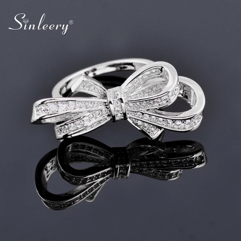 SINLEERY уникальные Романтические кольца с большим бантом из микрозакрепленных