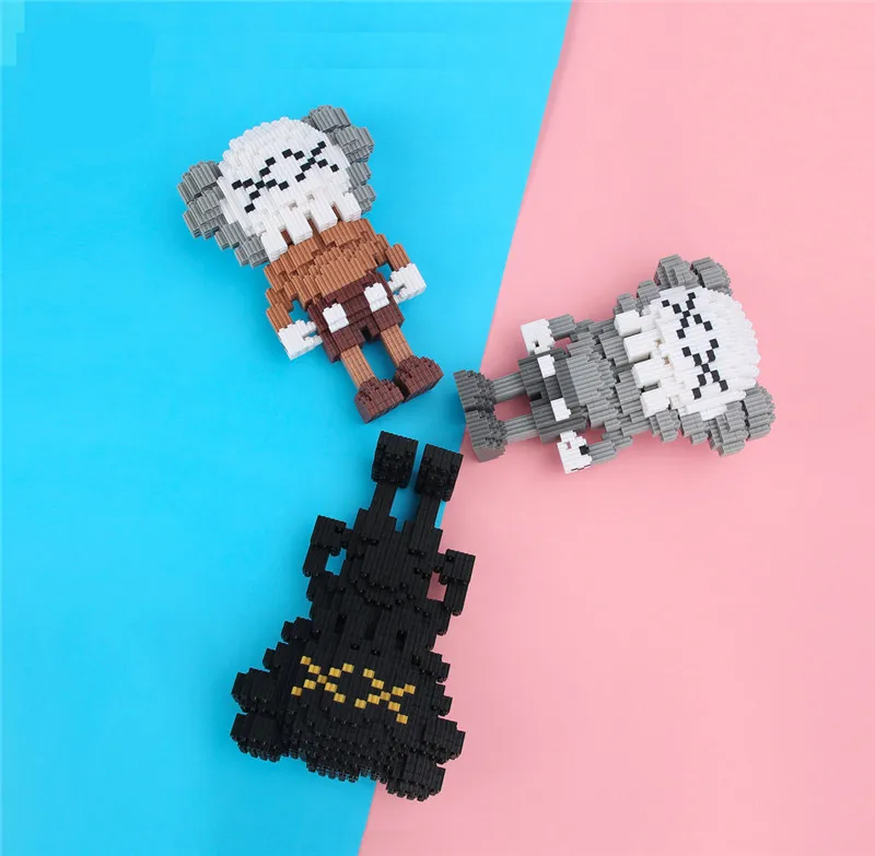 Цена Для Kaws кукольный череп мультфильм модель строительные блоки кирпичи Дети DIY рождественские подарки игрушки Алмазная кукла взрослая пресс р...