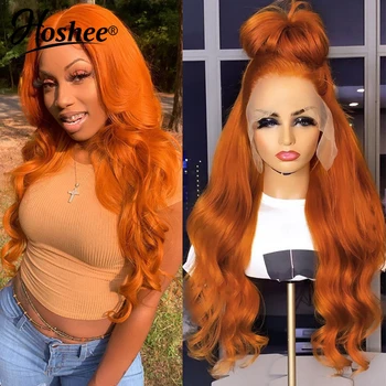 

Orange Honey Blonde Transparent Lace Front Wig Brazilian Remy Body Wave 13x4 Lace Front Human Hair Wigs For Black Women 180%