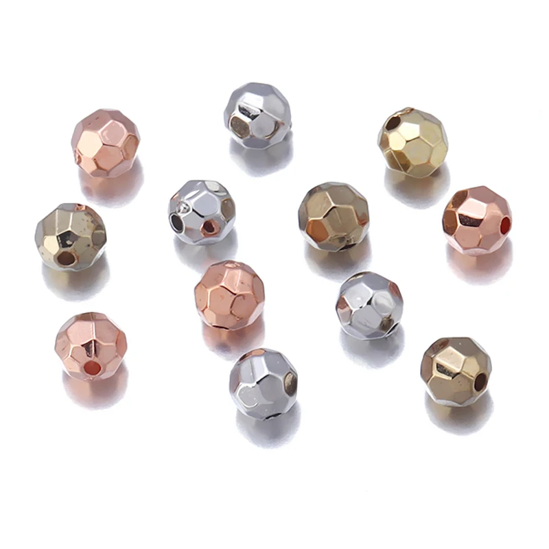 5/6/8/10/12/14mm Round Plastic Faceted CCB Beads KC Gold/Rhodium Color Loose Spacer for Bracelet Necklace DIY Jewelry | Украшения и