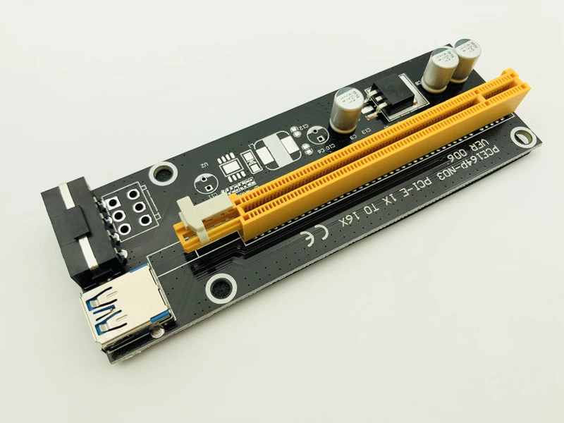 Райзер-карта VER006 PCIE PCI Express с 1X на 16X Удлинительный адаптер 60 см кабель USB 3 0 SATA 4Pin Molex