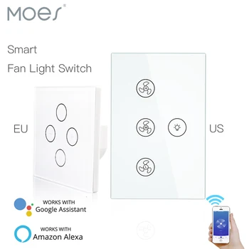 

WiFi Smart Ceiling Fan Light Lamp Wall Switch Smart Life/Tuya APP Remote Various Speed Control Works with Alexa Echo Google Home