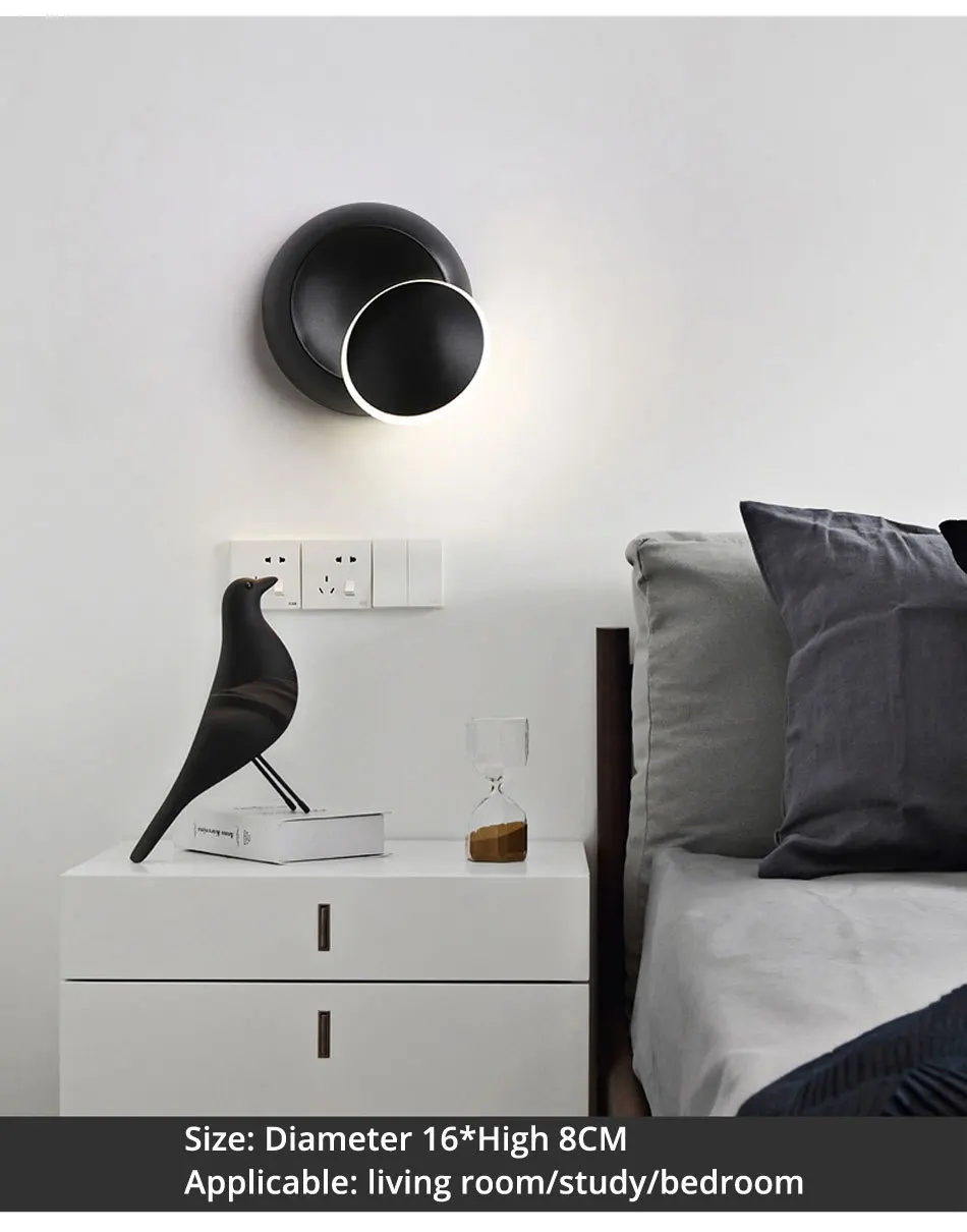 

Adjustable 360 Rotatable Light Wall Led Lights Bed Side Lamp Modern Interior Home Decoration Bedroom Loft Sconce Light