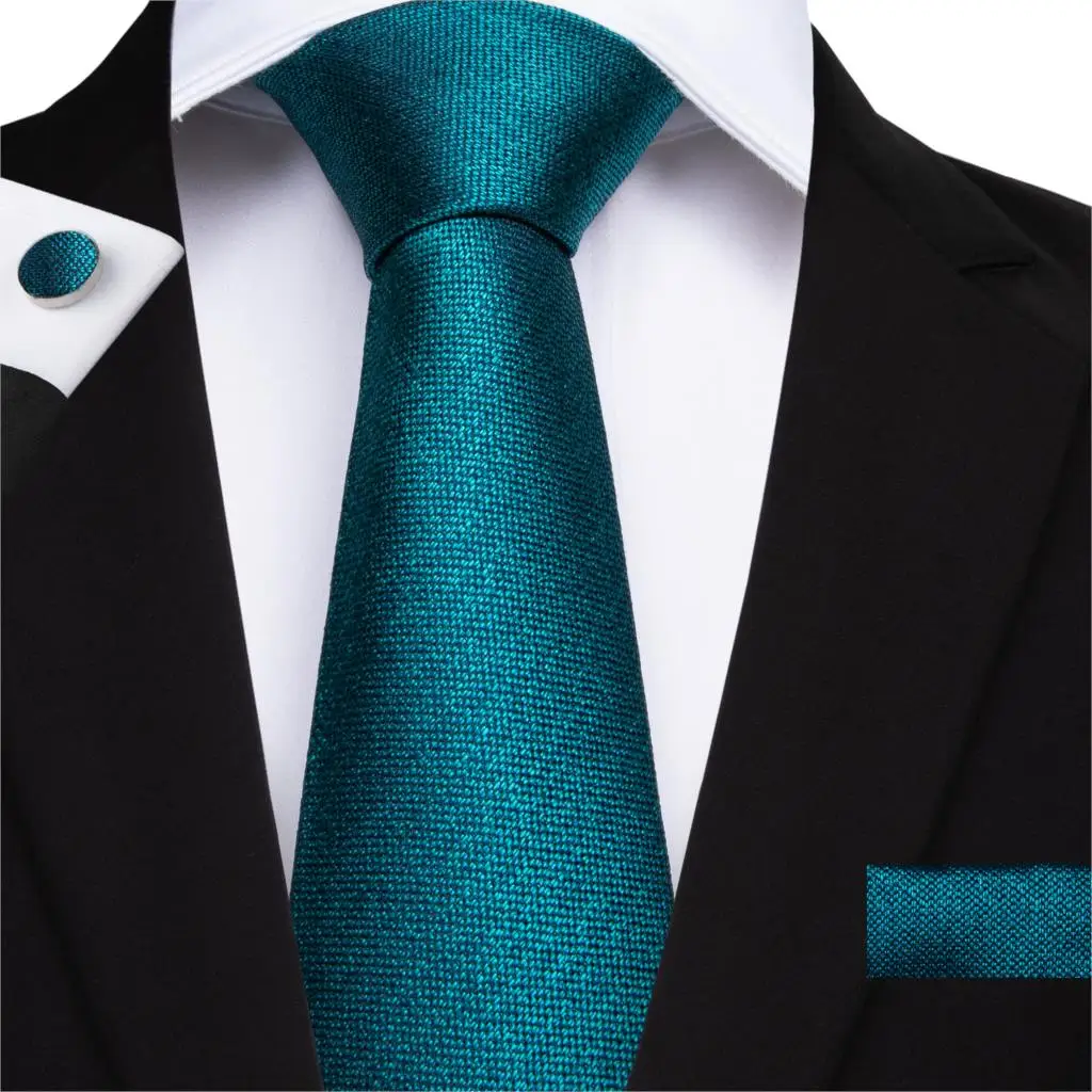 Подарок мужской галстук бирюзовые зеленые с Пейсли клетчатый Шелковый Свадебный галстук для мужчин DiBanGu дизайн Hanky запонки качественный мужской набор галстуков Прямая поставка - Цвет: MJ-7138