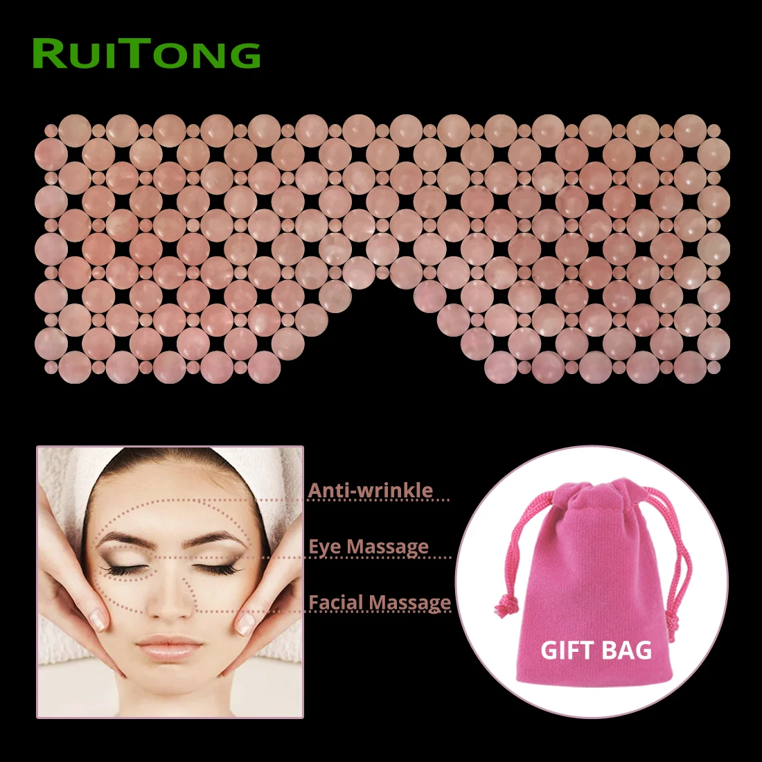 

Drop Shipping Eye Massager Rose Quartz Facial Massage Mask Natural Jade Anti-wrinkle Face Massager Massage & Relaxation RuiTong