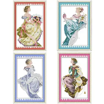 

Spring Summer Autumn Winter queen counted printed on the canvas 11CT 14CT DIY kit Cross Stitch embroidery needlework Sets