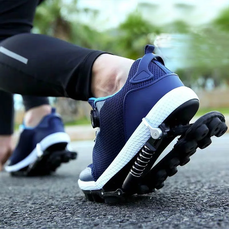 Zapatillas de correr Unisex, zapatos deportivos de malla y empeine de PU, zapatos para correr de cordones de alambre de acero - AliExpress Deportes y entretenimiento