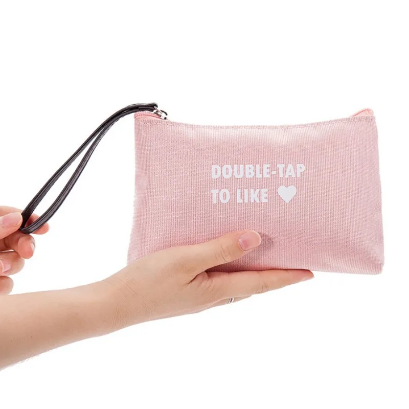 Women Fashion Letters Pattern Makeup Bag Creative Cute Storage Cosmetic Waterproof Pocket Handbag