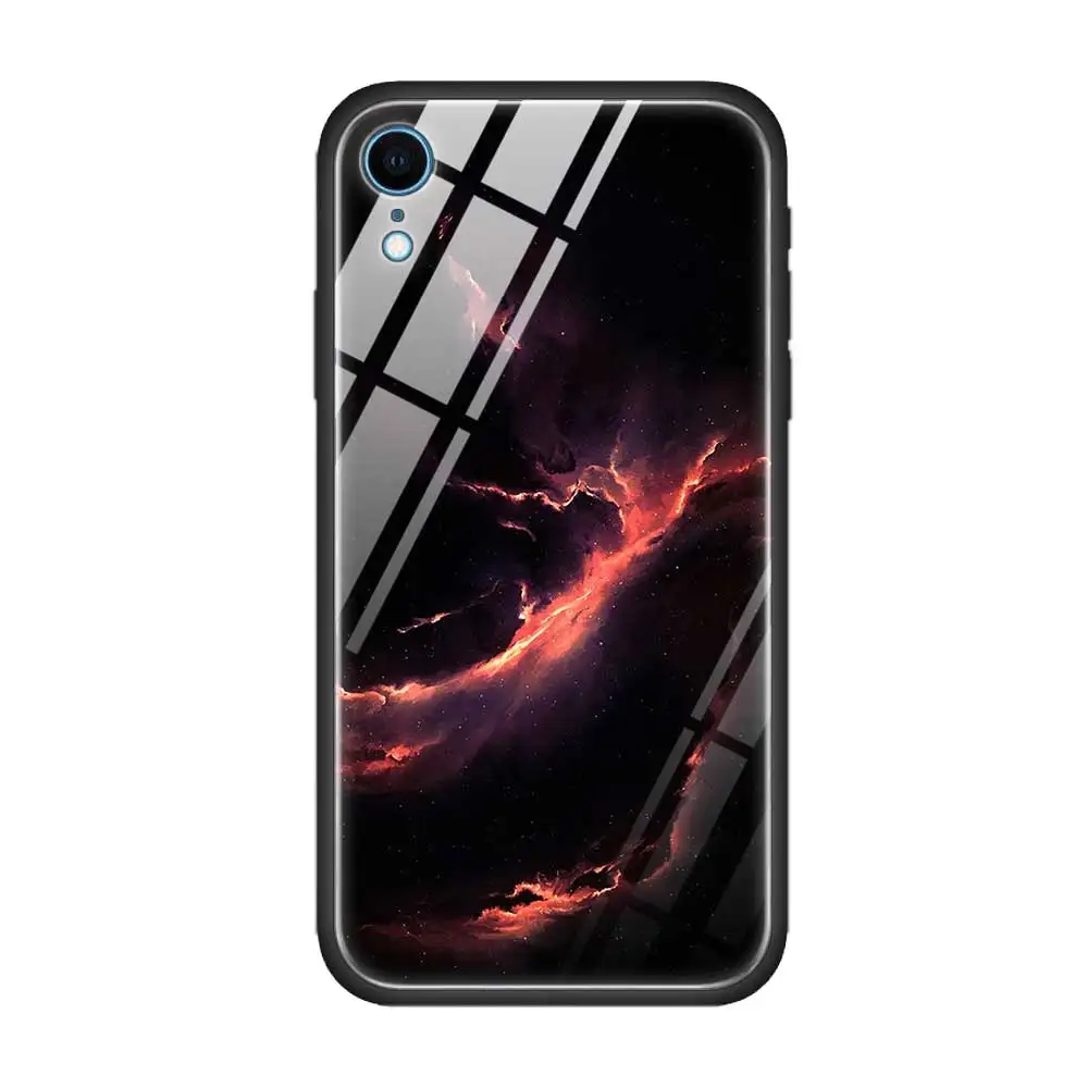 Чехол из закаленного стекла для Apple iPhone 8 7 6 6S Plus, чехол для iPhone 11 11Pro XS MAX XR X, силиконовый край, Звездный градиент пространства - Цвет: T20