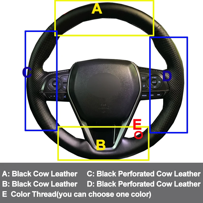 Ручная швейная крышка рулевого колеса автомобиля верхний слой коровья кожа волан для Toyota Camry- RAV4 Avalon