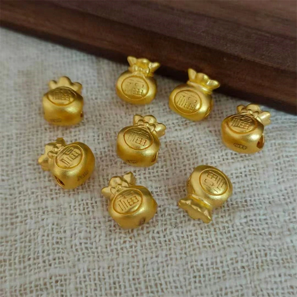 1PCS Pure 24K Yellow Gold Pendant 3D Luck Lion Bead 0.8-1g For Woman Gift