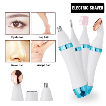 

4 in 1 Multifunction Men Women Electric Shaver Face Eyebrow Nose Hair Trimmer Razor Hair Removal Female Epilator Shaving Machine
