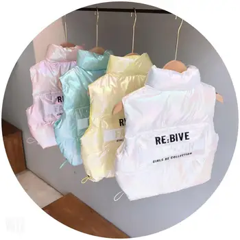 

New Colorful Coat Kid's Down Cotton Vest Thick Warm Big Boys Girls Stand-up Collar Vest Cotton