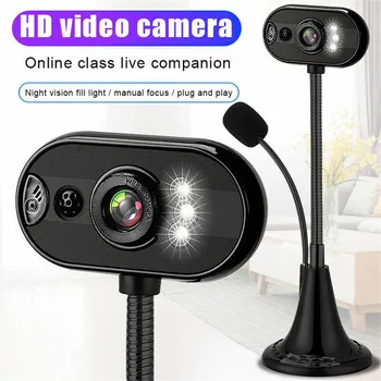 

4 LED Lights HD Webcam USB Computer Camera With Microphone Manul Focus Night Vision Camera For Desktop Computer PC