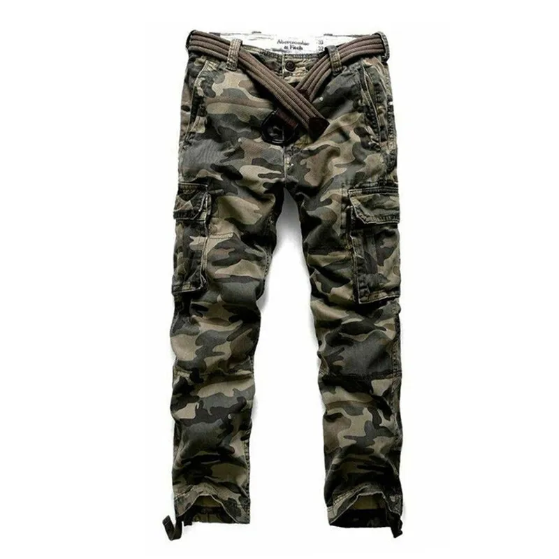 Camo MORUANCLE мужские повседневные камуфляжные брюки карго с карманами в Военном Стиле камуфляжные тактические брюки Спецодежда брюки прямого кроя - Цвет: Camo