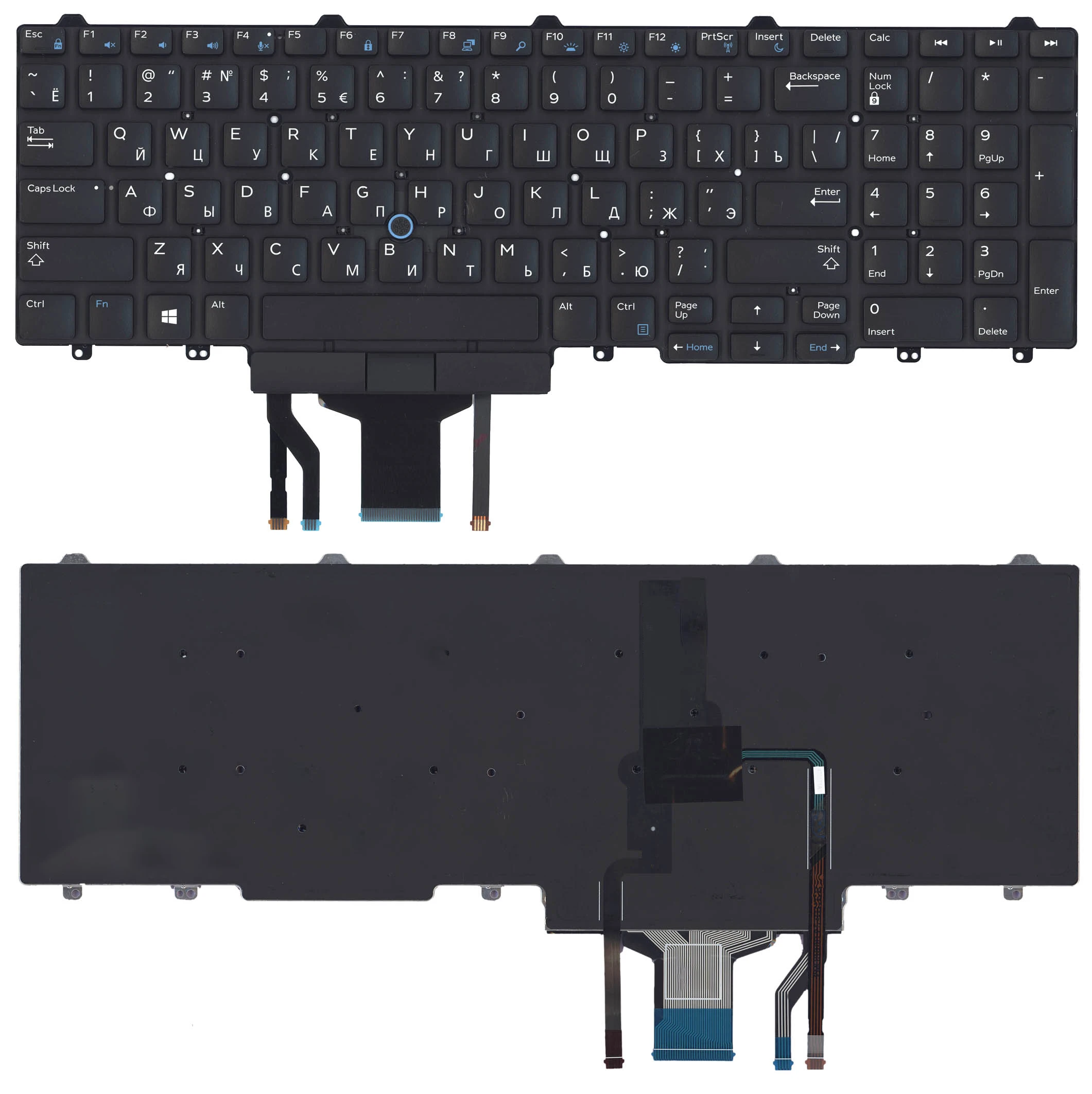 Клавиатура для ноутбука Dell Latitude E5550 E5570 черная без рамки с подсветкой (гор. Enter) |