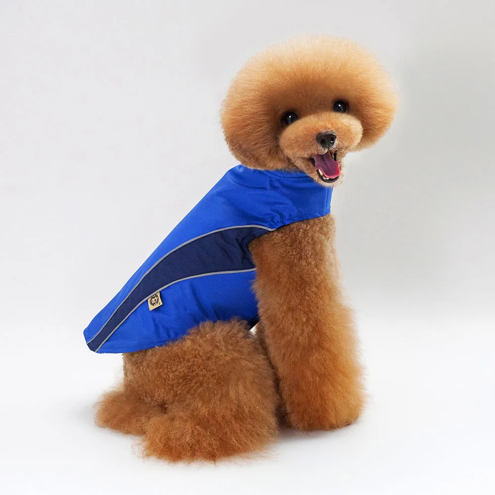 Autumn winter dog clothes warm windproof coats jacket puppy sweatshirt solid clothing for small medium dogs Yorkshire Chihuahua - Цвет: blue