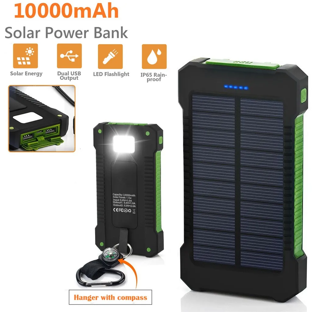 

High Capacity 30000mAh Long Lasting Solar Battery Portable Charger Dual Output USB External Battery for Mobile Phone Solar