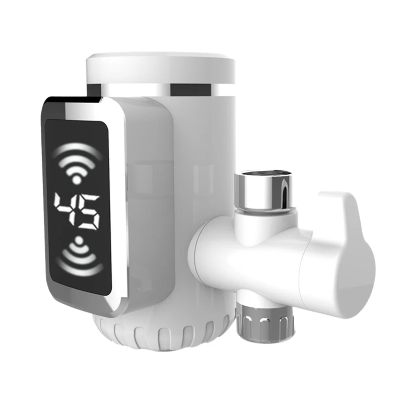 3000W Free-Installation Electric Water Heaters Kitchen Cool/Hot Water Faucet 3 Sec LED Water Heater Rotatable with Temp Display