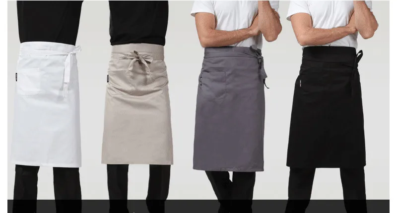 High Quality Fashion Waist Apron Kitchen Restaurant Bbq Work Short Apron Cotton Men Women Korean White Blue Half Apron13