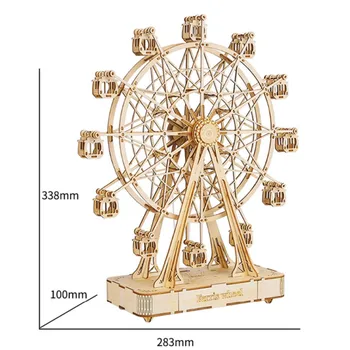 

DIY Wooden Rotatable three-dimensional puzzle ferris wheel Ferris puzzle Wheel Model with Playing Music Toys for children birt