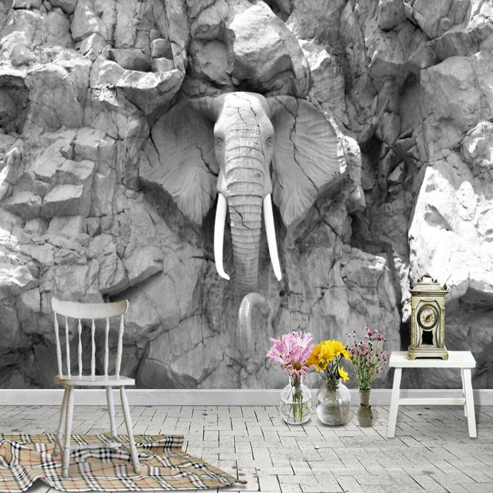 

Drop Shipping Custom Wallpaper Mural Modern Abstract Three-dimensional Elephant Decoration Background Wall Decoration Wallpaper