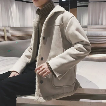 

Winter New Thickening Plus Velvet Jacket Men Warm Fashion Casual Cotton Fur Collar Coat Man Streetwear Loose Male Clothes S-2XL