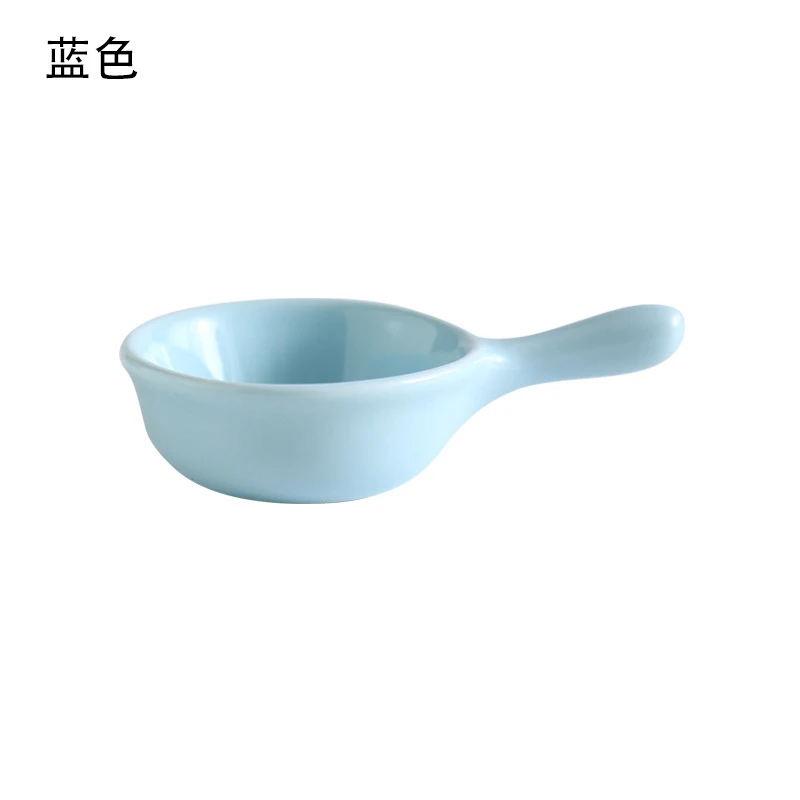 Креативная керамическая тарелка для приправ посуда соус тарелки для закуски мини соевый соус уксус блюдо с ручкой практичная кухонная посуда - Цвет: Blue