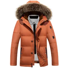 Мужская куртка с натуральным большим меховым воротником, с капюшоном, зимняя, толстая, теплая, на утином пуху, модная, утолщенная, ветрозащитная, повседневная, Карго, верхняя одежда, пальто