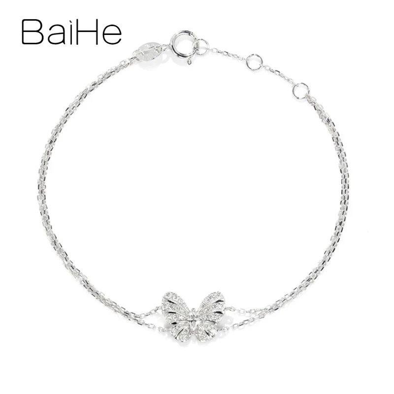 BAIHE Solid 18K Белое Золото SI/H круглая огранка 0.19ct натуральные бриллианты свадебные женские модные ювелирные изделия Подарочный браслет