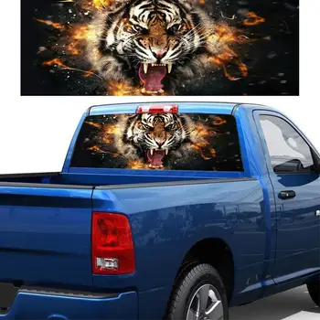 

Flame Tiger Scalp Rear Window Graphic Decal Tint Sticker 4 Sizes Car Sticker For Truck Suv Jeep Car Decoration