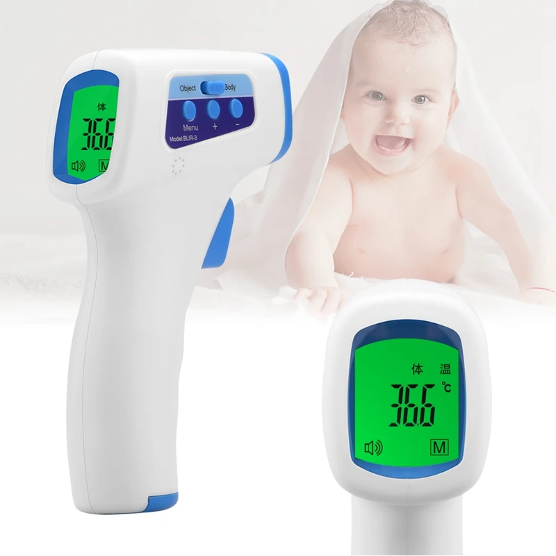 

Digital Thermometer Infrared Forehead Body Thermometer Non-Contact Temperature Measurement Device with LCD Backlight for Baby Ca