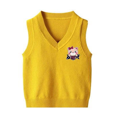 bear yellow Одежда для маленьких девочек; детские вязаные жилеты на весну и осень; хлопковая одежда с вырезом для девочек; детская одежда; жилеты - Цвет: bear yellow