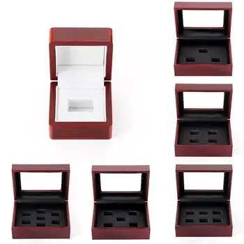 

New Arrival Wooden Jewelry Display Box for World Series Cup Championship Ring 1/3/4/5/holes Championship Ring Wooden Storage Box