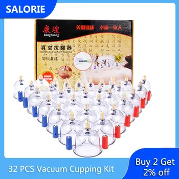 

32 PCS Vacuum Cupping Kit Cans Cups Chinese Pull Out Vacuum Apparatus Body Back Massagers Curve Suction Pumps Jars Pain Relief
